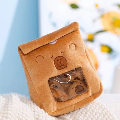Cartoon Capybara Plush Snack Bag – Adorable Stuffed Capibara Doll Toy Creative Pudding Bag Kawaii Gift for Kids
