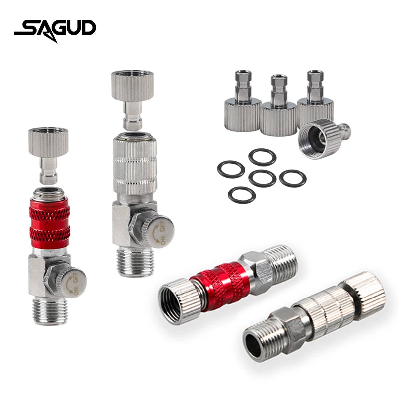 SAGUD Airbrush Quick Disconnect Kit – 1/8" Quick Release Fitting Adapter with 4 Extra Connectors for Hose & Airbrush Parts