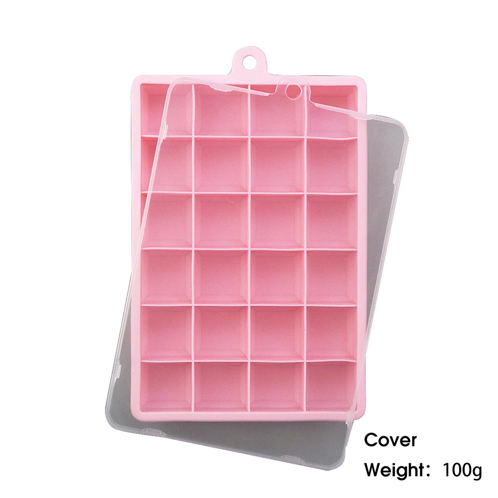 24-Hole Silicone Ice Tray — Square Mold for Ice, Food, Cheese, Jelly, with or without Lid