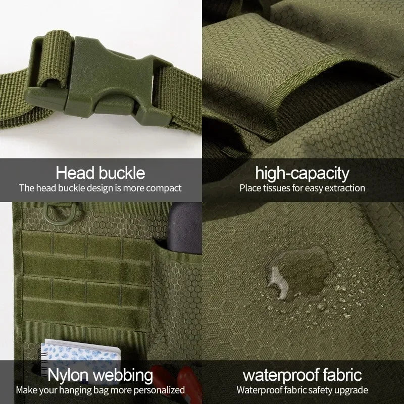 Tactical Camo Car Seat Back Storage Bag – Hanging Organizer Pocket for Interior Accessories