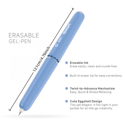 Cute Eggshell Erasable Gel Pens - Retractable Fine-Point Pens with Vibrant Erasable Ink for School, Office & Writing