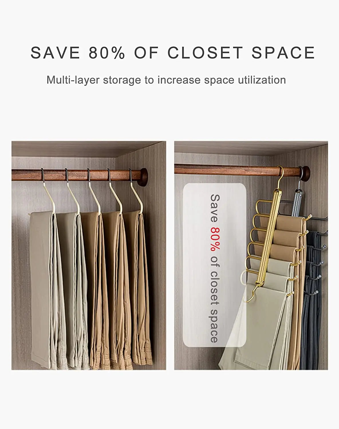 6-Layer Aluminum Pants Hanger – Space-Saving Heavy-Duty Organizer for Jeans, Skirts & Trousers