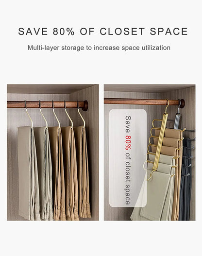 6-Layer Aluminum Pants Hanger – Space-Saving Heavy-Duty Organizer for Jeans, Skirts & Trousers