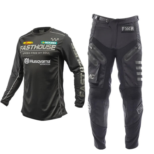 2025 Husqvarna Off-Road Gear Set – Black MX Moto Jersey & Pants Combo with Pocket for Motorcycles