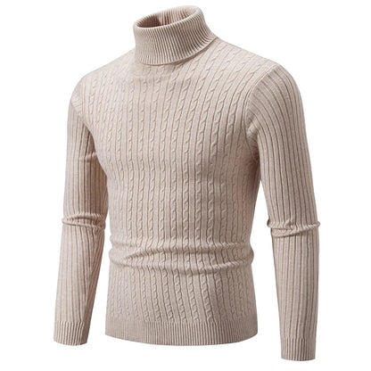 Men's High Neck Turtleneck Sweater - Warm Knitted Pullover Winter Casual Outdoor Top