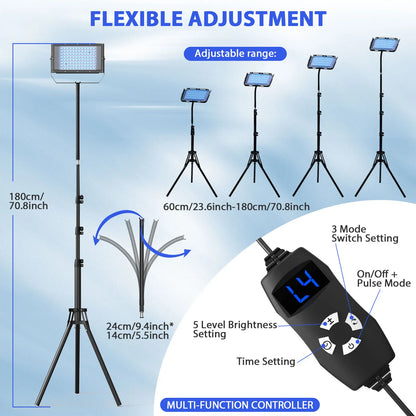 50W UV Tanning Lamp — Tripod Solarium with 48 Blue LEDs (460nm & 480nm) for Body Tanning & Skincare