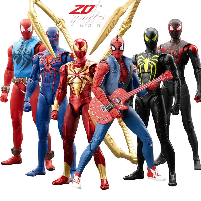 Spider-Man Action Figure - Miles Morales, Scarlet Spider, Hobie Brown & Iron Spider Collectible Toy Gift