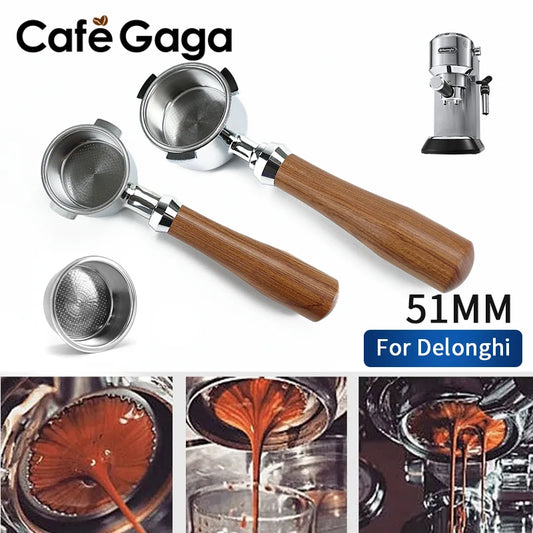 51mm Bottomless Coffee Portafilter for Delonghi EC680 & EC685 — Replacement Filter Basket Espresso Machine Handle Accessories