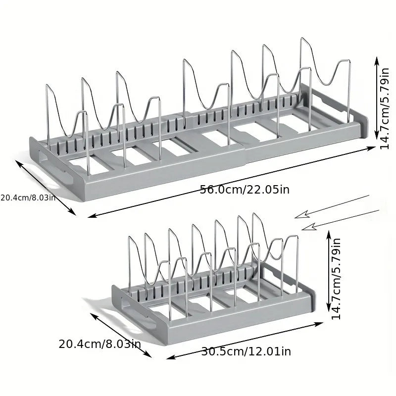 Expandable Kitchen Cabinet Pot Organizer Rack – Adjustable Divider for Pots, Pans & Multi-Purpose Storage