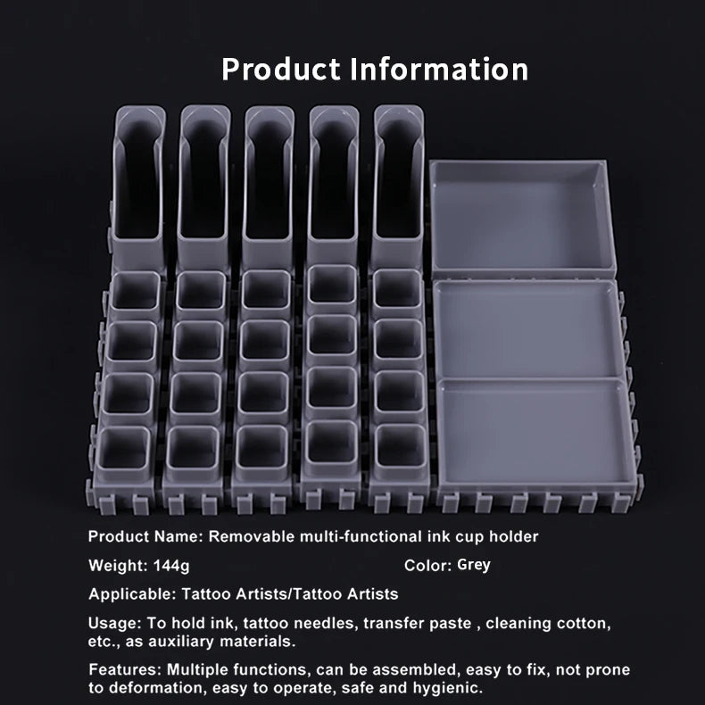 YILONG Multi-Spliced Tattoo Ink Cup & Cartridge Holder — ABS Desktop Storage Rack for Tattoo Accessories