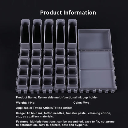 YILONG Multi-Spliced Tattoo Ink Cup & Cartridge Holder — ABS Desktop Storage Rack for Tattoo Accessories
