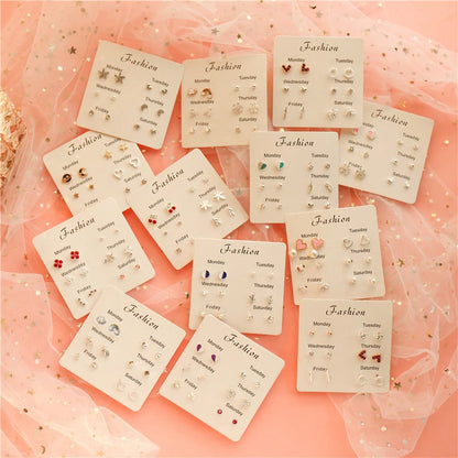 New S925 Silver Needle Stud Earrings Set – Simple & Cute Mini Earrings for Women & Girls, Exquisite Jewelry Gift