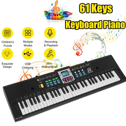 61 Key Digital Piano Keyboard - Multifunction Electric Piano with Microphone for Kids, Students & Beginners