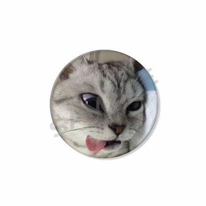 50mm Tinplate Cat Meme Button Pins – Funny Round Brooch Lapel Badge for Hats, Bags & Kids Gifts