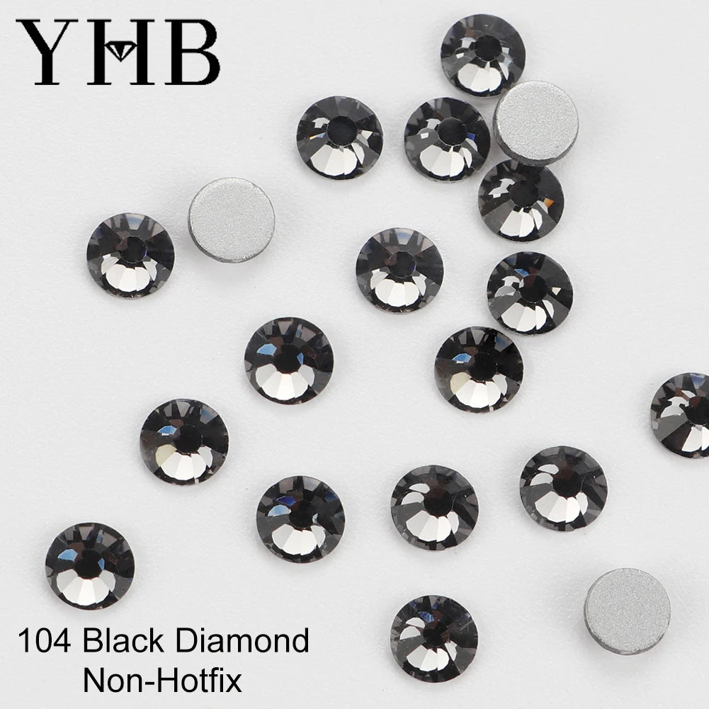 YHB Cold Fix Crystal Flatback Rhinestones - Silver Back Non Hotfix DIY Gems for Nail Art, Bags, Shoes, Garments & Phone Decoration