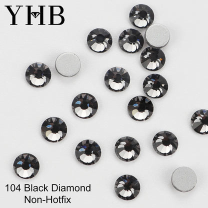 YHB Cold Fix Crystal Flatback Rhinestones - Silver Back Non Hotfix DIY Gems for Nail Art, Bags, Shoes, Garments & Phone Decoration