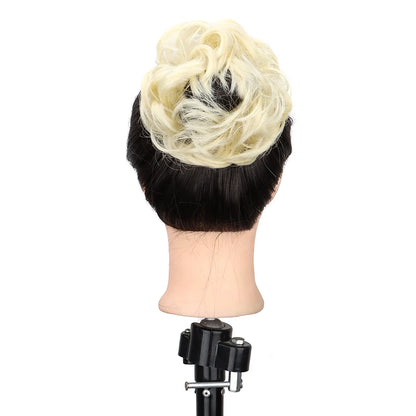 WIGSIN Synthetic Messy Bun Ponytail Extensions – Short Curly Chignon, Tousled Updo Hairpieces with Rubber Bands & Clip for Women & Girls