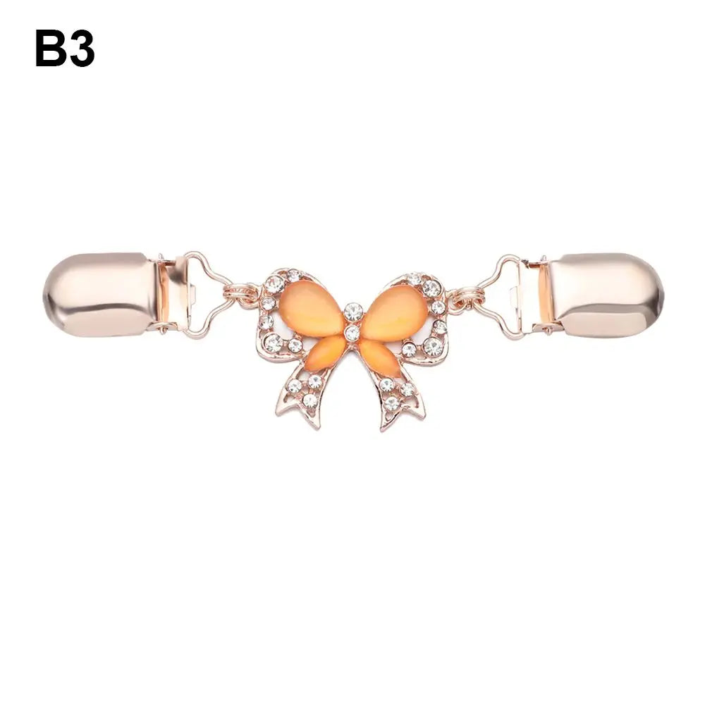 Retro Rhinestone Sweater Shawl Clasp - Antique Flower Duck Mouth Clothing Pin For Cardigans And Shirts