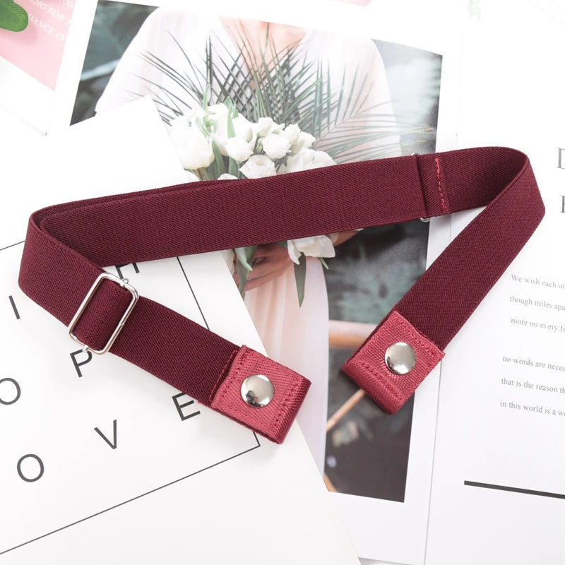Elastic Buckle-Free Canvas Belt for Women – Stretch Waist Belt for Jeans & Pants, Invisible Lazy Belt