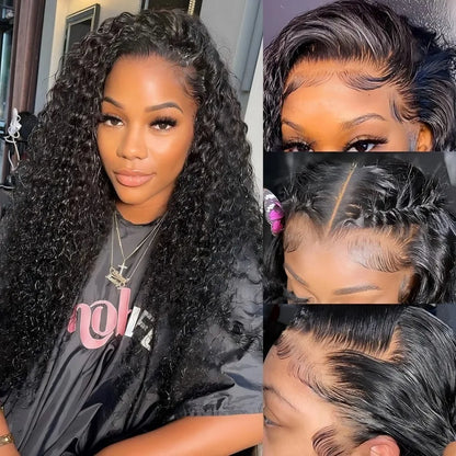HD Lace Front Wig 13x6 – 40 Inch Deep Wave Human Hair Wig, Pre-Plucked Curly Brazilian Water Wave Lace Frontal Wig