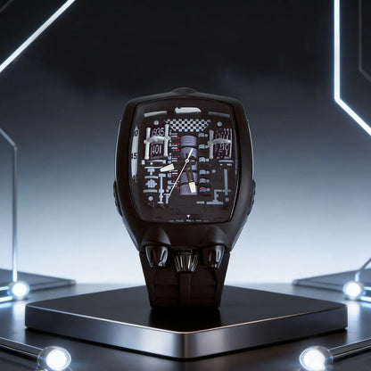 Alien Y2K Transparent Quartz Watch - Creative Hollow Case Design Fashion Men's Wristwatch with Unique Retro Style