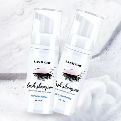 50ml Lanthome Eyelash Extension Shampoo Foam - Deep Cleanser for Eyelids, Mascara Remover & Glue, Salon & Home Use