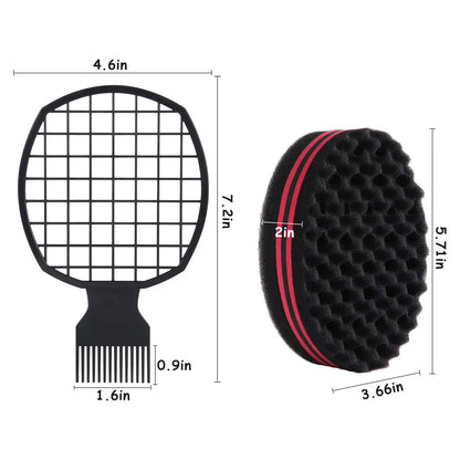 Men's Barber Hair Braider Set – Twist Sponge Gloves & Fork Comb for African Hair Styling & Salon Tools