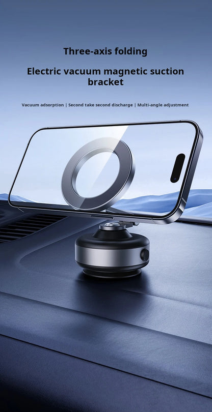 Magnetic Vacuum Adsorption Car Mount – Foldable 360° Rotating Aluminum Alloy Phone Holder for Smartphones
