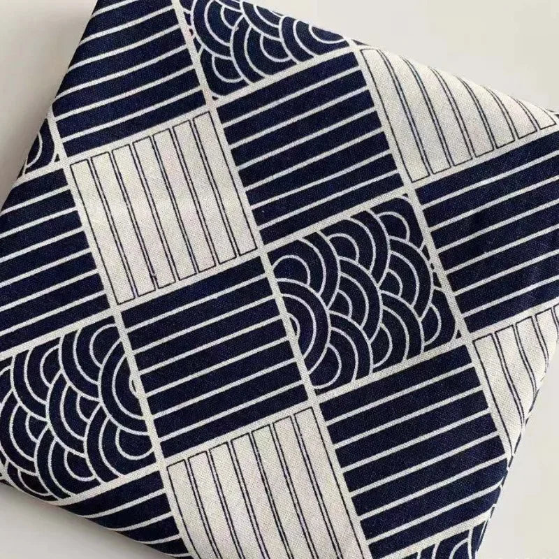 150x50cm Cotton Linen Blue Retro Fabric – Handmade DIY Material for Tablecloths, Curtains, Bento Bags & Storage Bags