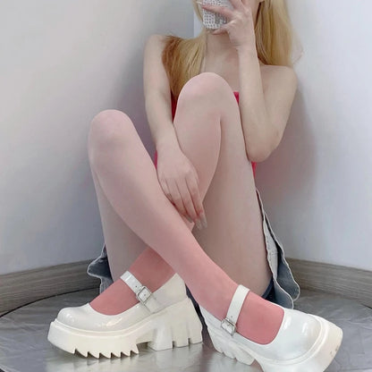 Women’s Sexy Gradient Pantyhose – Thin Transparent Candy Color Tights for Spring & Summer Hosiery