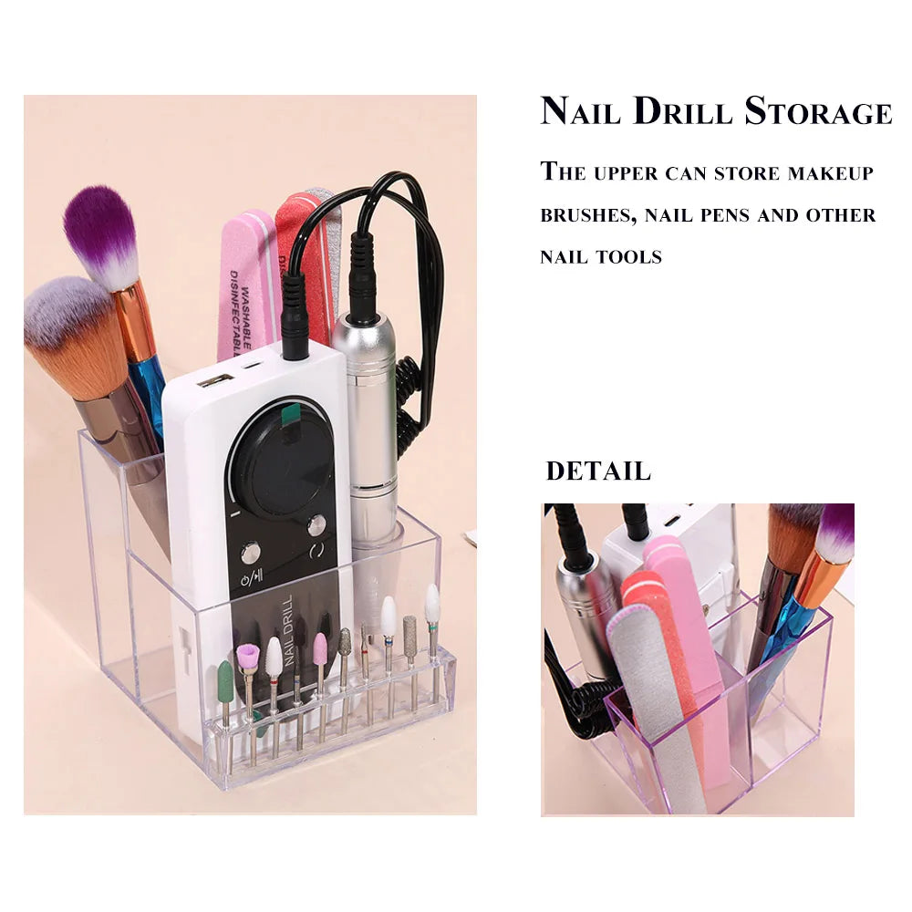 Clear Nail Drill Bit Holder - Transparent Display Box Organizer for Manicure Tools, Nail Art Accessories & Beauty Storage