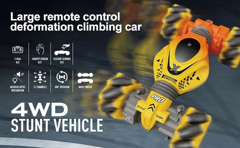 Newest 4WD RC Stunt Car — 2.4G Remote Control with 1/2/3 Battery, Gesture Sensor, Rotation Electronic Toy Gift