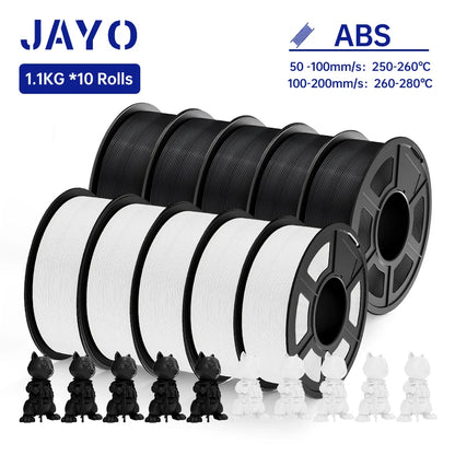 JAYO ABS 3D Printer Filament 1.75mm – High Toughness 1KG/Roll, Available in 1/2/3/5/10 Rolls