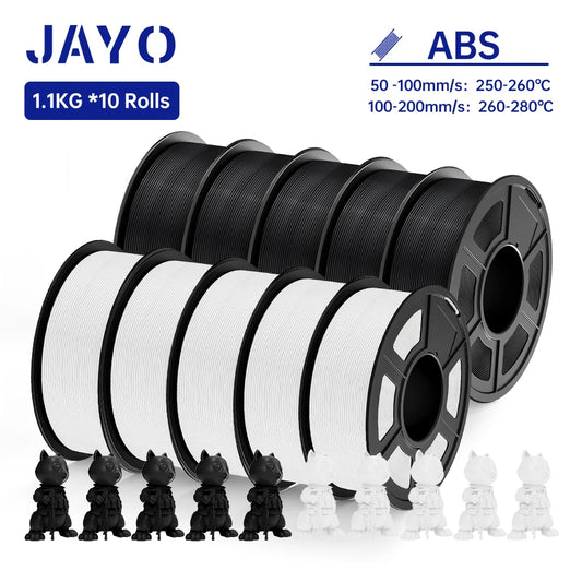 JAYO ABS 3D Printer Filament 1.75mm – High Toughness 1KG/Roll, Available in 1/2/3/5/10 Rolls