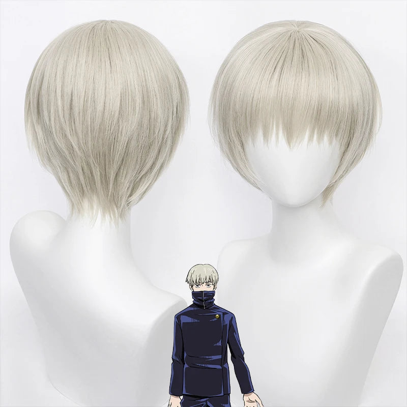RANYU White Men’s Wig – Short Straight Synthetic Anime Hair, High-Temperature Fiber for Cosplay & Party