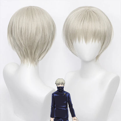 RANYU White Men’s Wig – Short Straight Synthetic Anime Hair, High-Temperature Fiber for Cosplay & Party