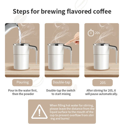 Automatic Stirring Cup – Rechargeable Portable Coffee Mug with Electric Stainless Steel Mixer, Rotating Magnetic Self-Stirring