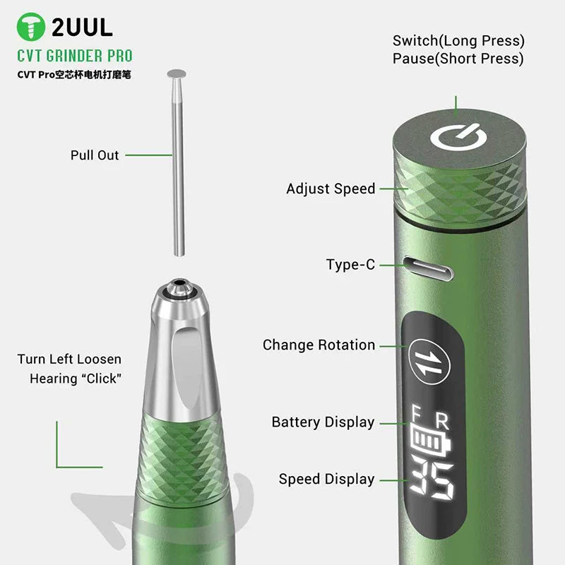 2UUL DA85 CVT Grinder Pro Polishing Pen – Multi-Function Phone Repair Tool for Screen Polishing, Grinding & Device Disassembly