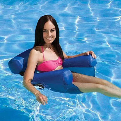 Summer Inflatable Chair: Foldable Floating Row for Swimming Pool, Beach Lounger Bed - PVC Water Hammock Air Mattress for Water Sports