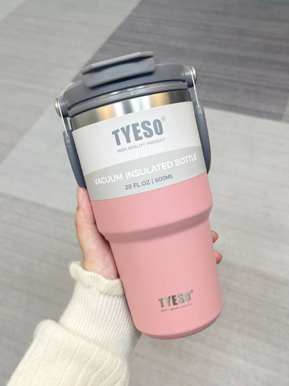 Tyeso Double-Layer Insulated Coffee Cup – Portable Stainless Steel Ice Cream Cup with Cold Insulation & Large Capacity