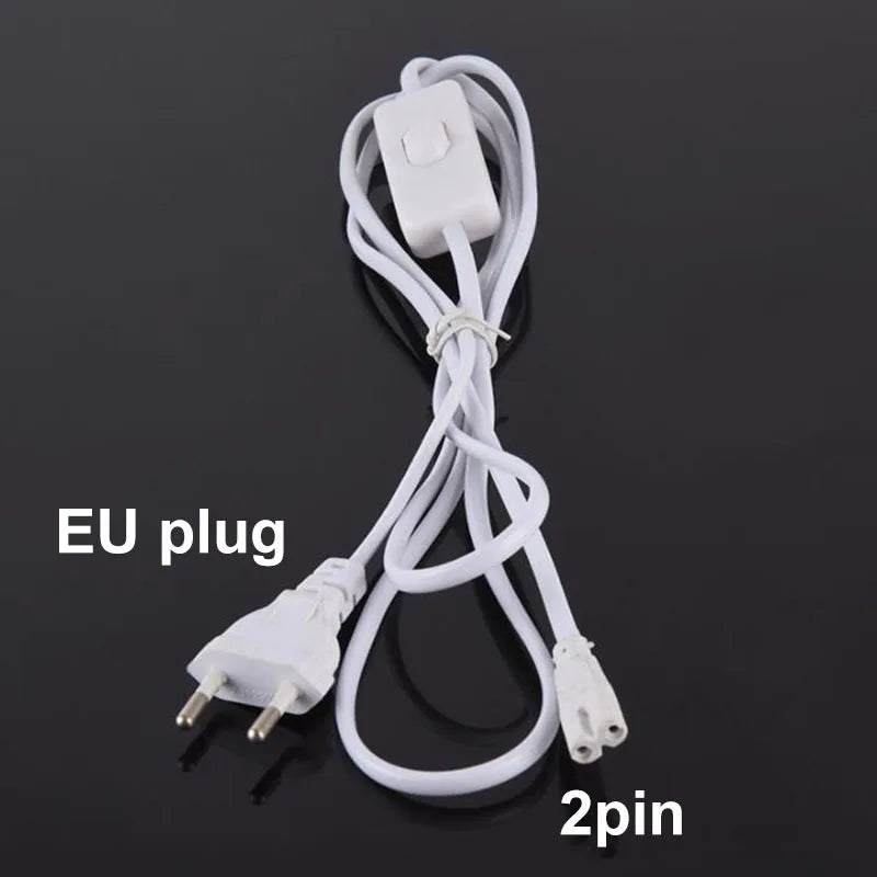 2/3 Pin AC Switch Cable – ON/OFF Power Extension Wire for T5/T8 LED Tube Lighting with EU/US Plug Connector