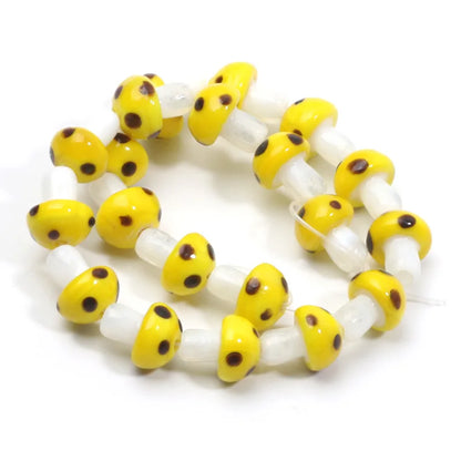 20pcs Lampwork Glass Mushroom Beads - Colorful Loose Beads for DIY Jewelry Making, Handmade Crafts & Accessories