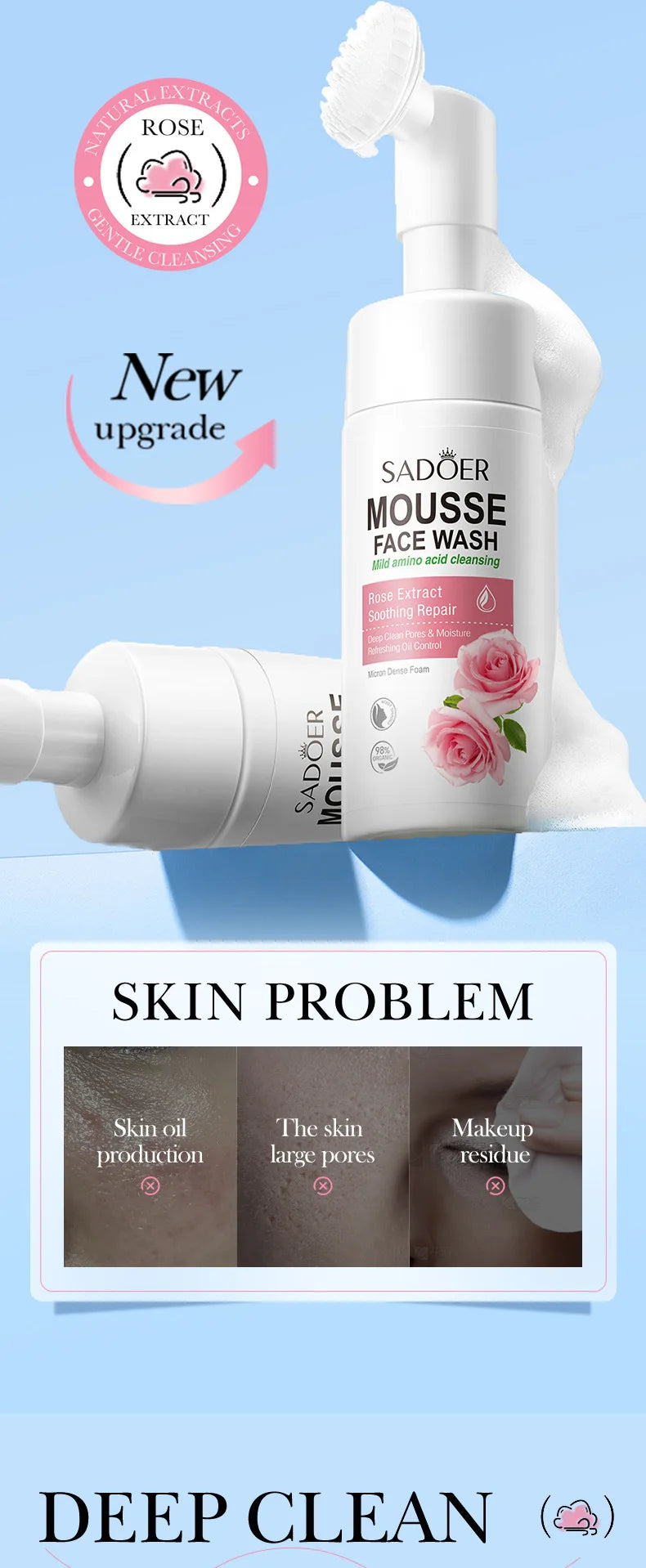 SAODER Fruits Facial Cleanser – Moisturizing & Hydrating Face Wash Foam with Massage for Skincare