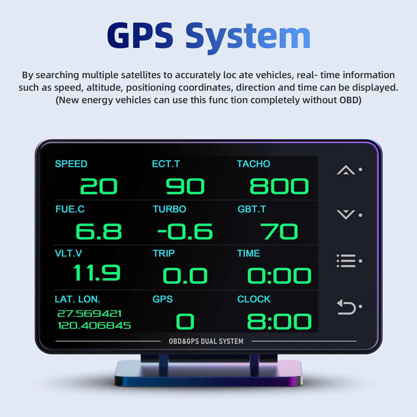 XS OBD+GPS Car HUD Gauge - Multi-Function Head-Up Display with LCD for Temperature, Turbo & Oil Pressure