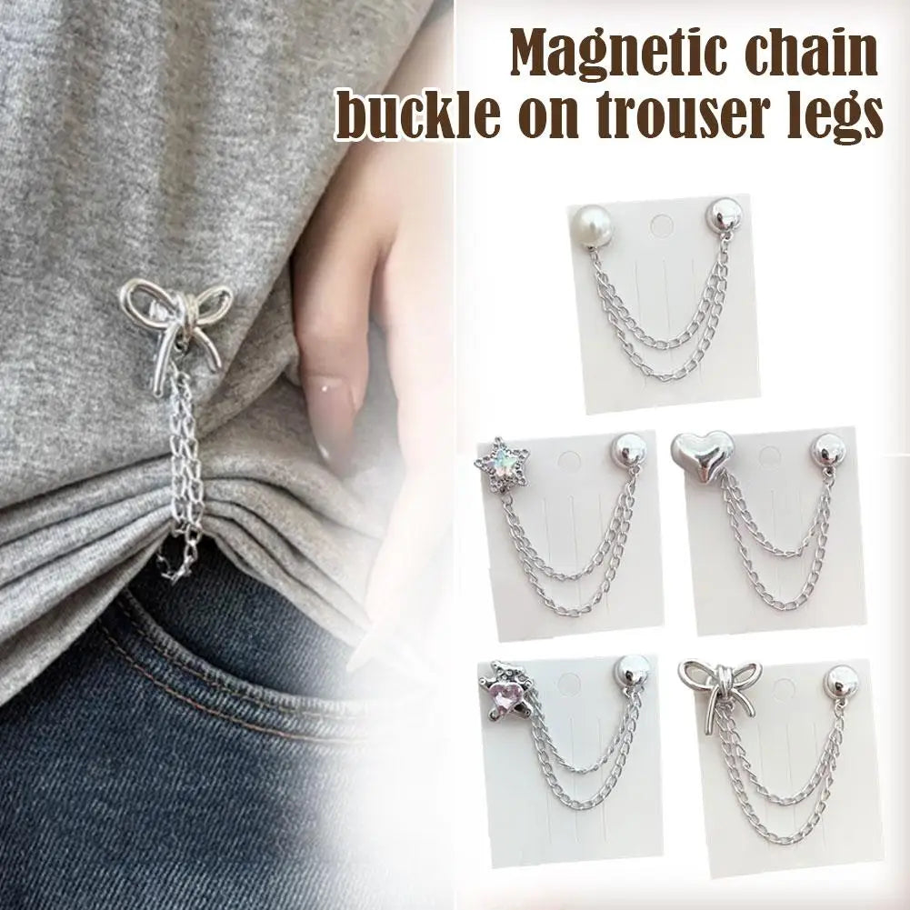 Magnetic Clothing Clips with Chain - Multi-Function Jean, Scarf & Trouser Cuff Fixing Pins