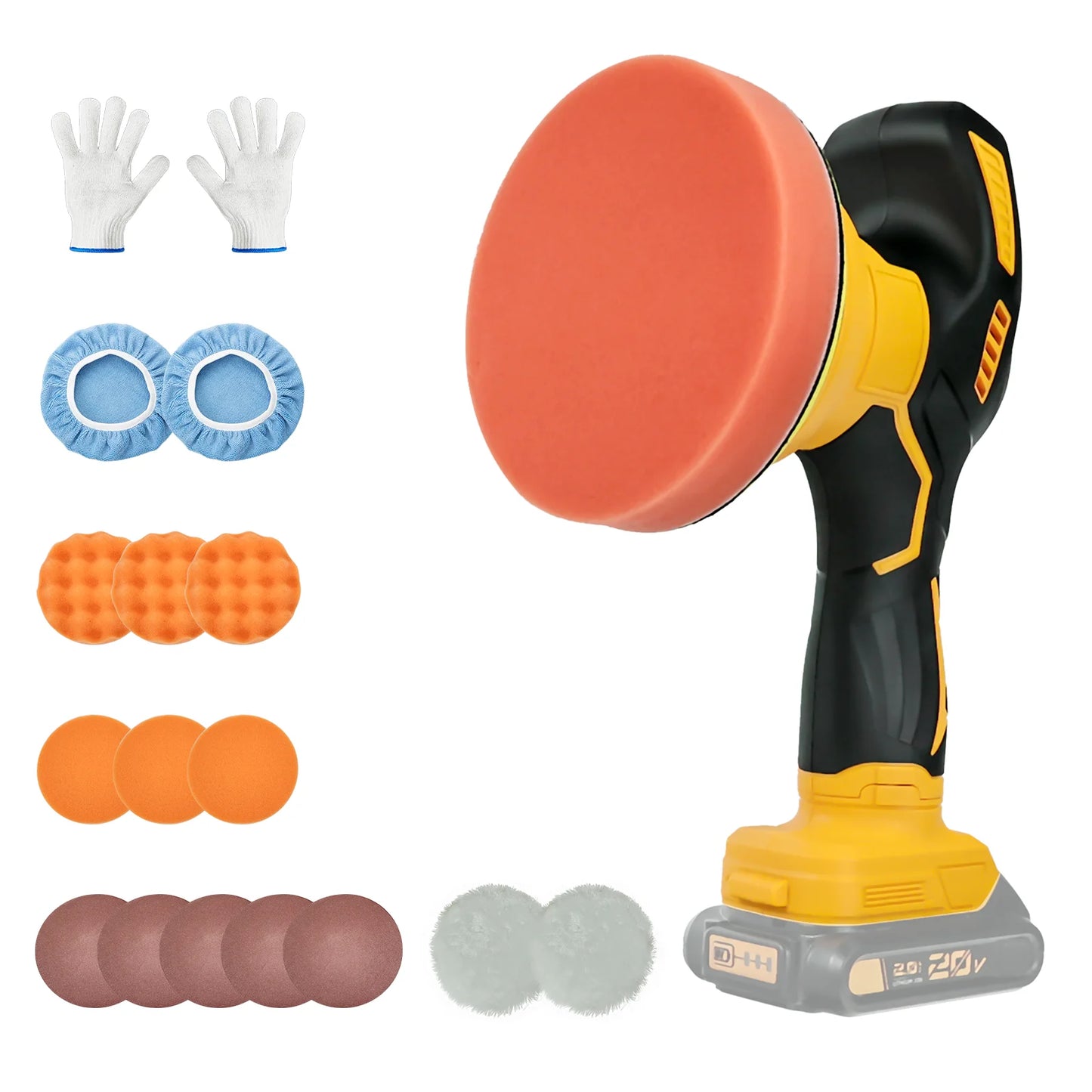 Cordless Car Buffer Polisher 5000RPM Random Orbital – 8-Speed Electric Car Detailing & Waxing Tool for Dewalt 20V Battery (Tool Only)
