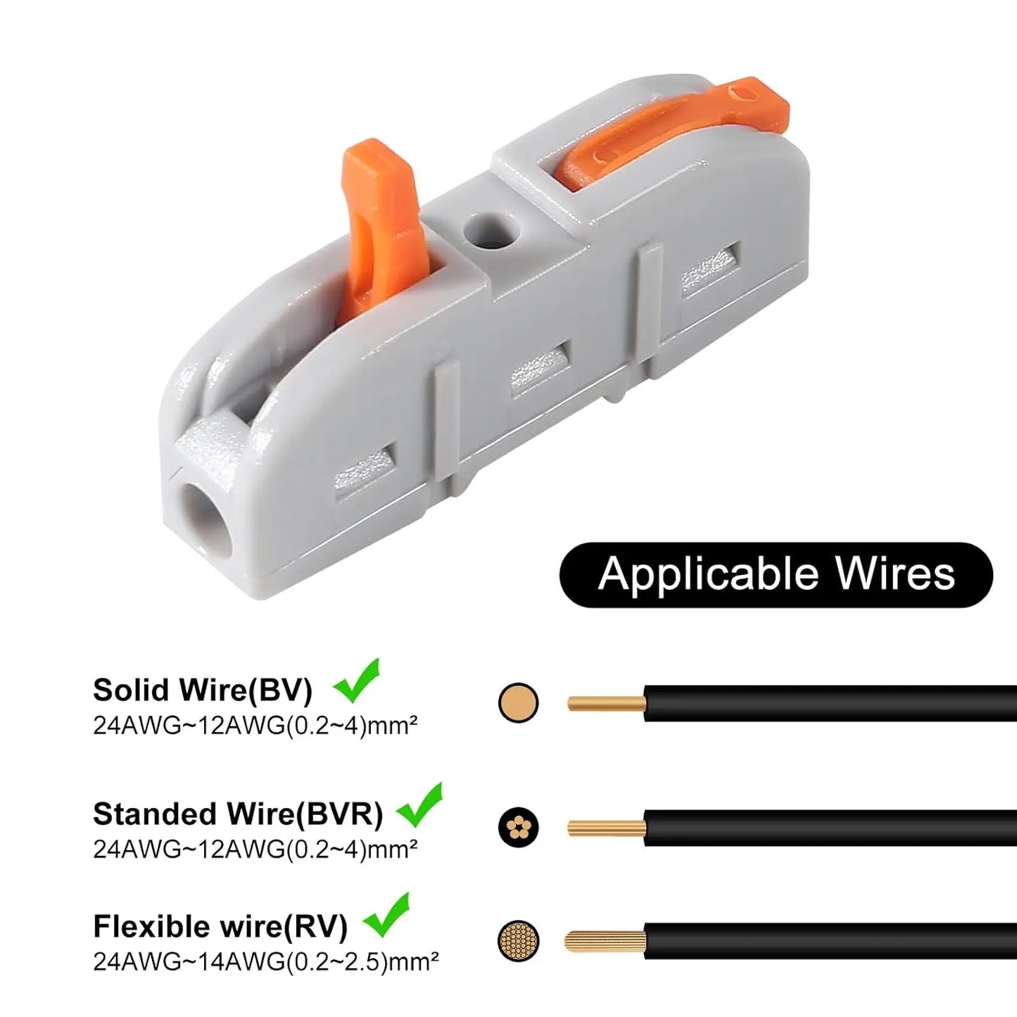 20/34/50PCS Lever Wire Connectors | 1-to-1 Inline Assemblable Electrical Terminals for Wiring