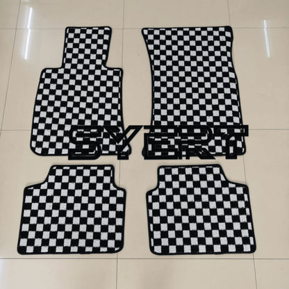 BMW 3-Series E90 Floor Mats - Checkerboard Anti-Slip Carpet Mats for 2006–2012 LHD Models, All-Weather Protection