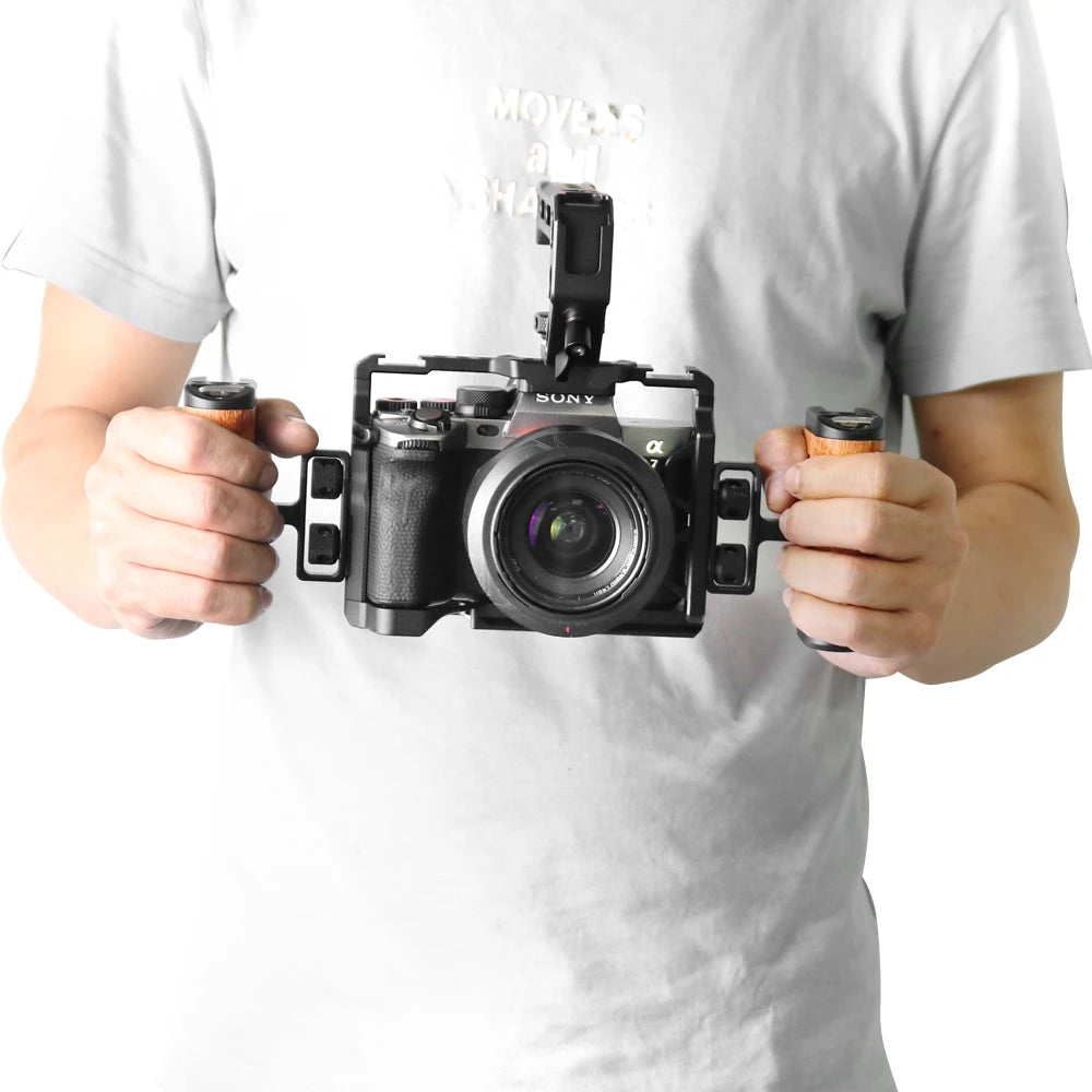 Sony A7 Camera Cage Rig - Arca-Swiss Mount with 1/4" & 3/8" Screws for Vertical & Horizontal Shooting
