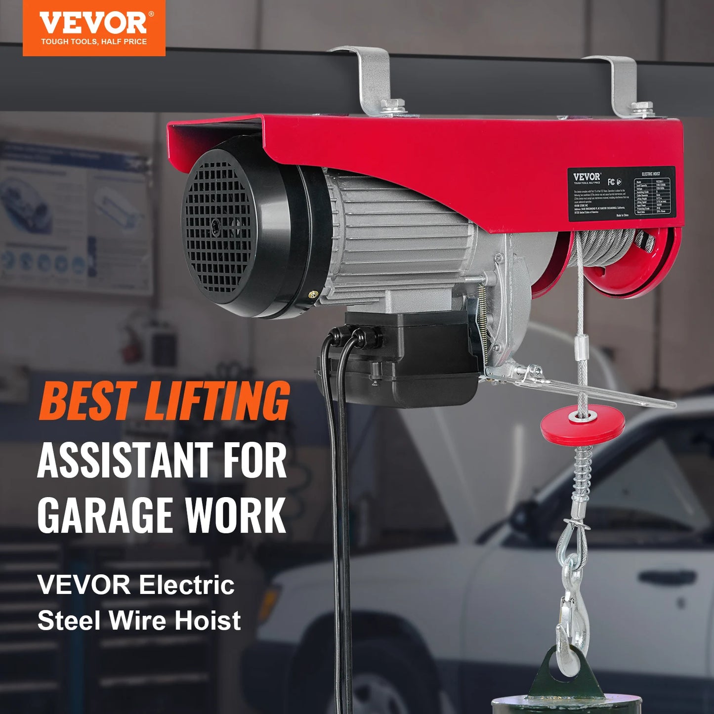 VEVOR 200–800kg Electric Hoist – Cable Winch Lifting Crane with Wired/Wireless Remote for Boat, Car, Garage & Elevator